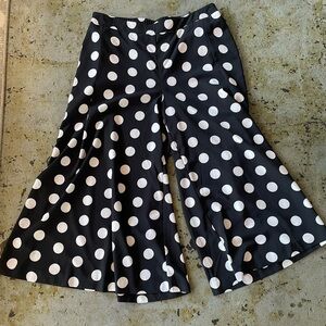 Cato Pull On Elastic Waist Black and White Polka Dot Cropped Pants Size Large